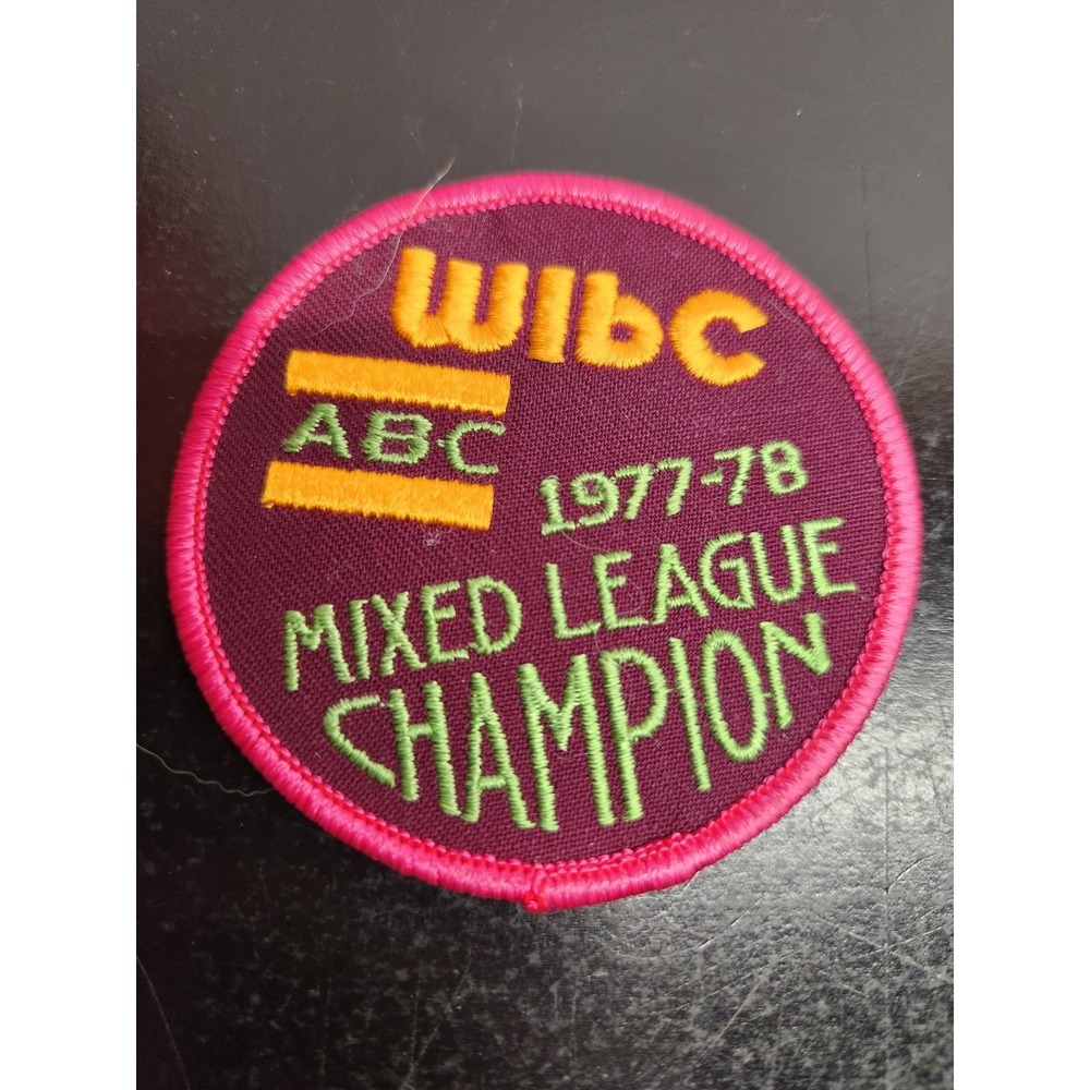 WIBC ABC Patch Mixed League Champion 1977-78 Vintage Bowling Sew-On Maroon